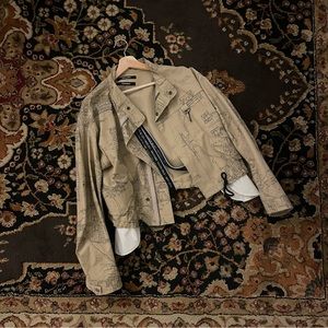 Reese Cooper Khaki Cropped Map Print Parka